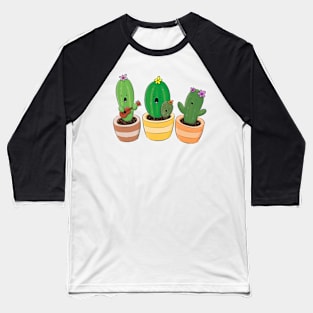 Cute cactus trio singing cartoon illustration Baseball T-Shirt